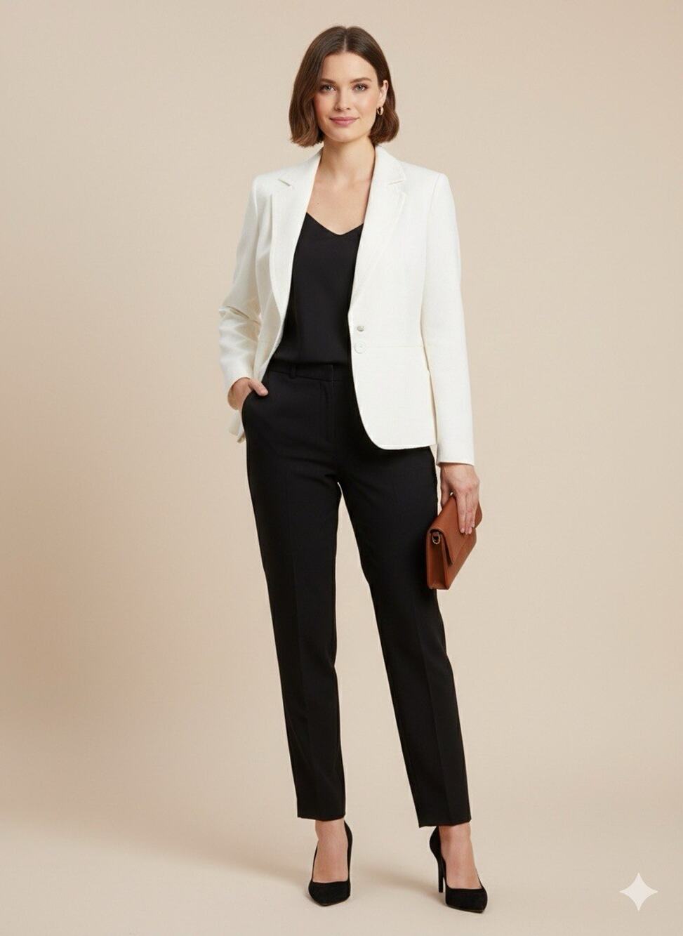 Black Label Evan Picone Ivory Lined Business Blazer Jacket Size 12